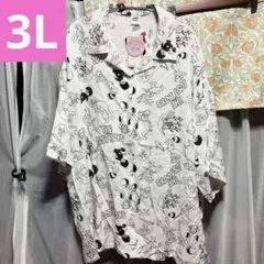 ピーターパン　ロストボーイズ　アロハシャツ　総柄　開襟シャツ　半袖　3L白のサムネイル