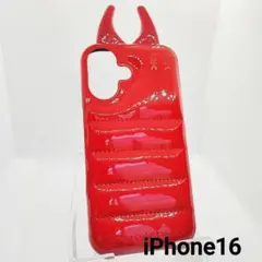 iPhone16　ケース　ソフト　ダウンジャケット レッド デビル風 数量限定
