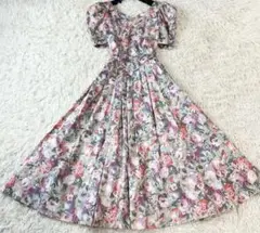 ローラアシュレイ　花柄　パフスリーブ　ワンピース