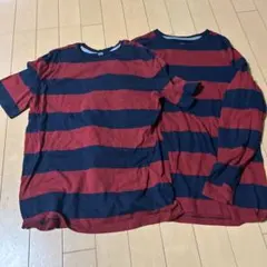 オールドネイビー　赤と紺のストライプ 長袖カットソー　半袖Tシャツセット　150