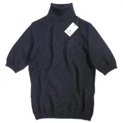 美品 Paul Stuart 半袖 タートルネック ニット ブラック M 黒