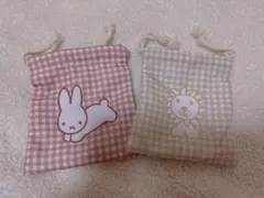 ミッフィーくじ　チェック柄ポーチ2個セット