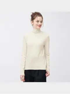 【古着】 GU 長袖 リブ タートルネック T 白 アイボリー