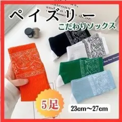 S0023-A　スニーカーソックス　5足セットA　ペイズリー　ウィメンズ