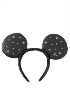 カチューシャ　ファンキャップ　ミッキー　スタッズ　レーザー風 スタッズ付き