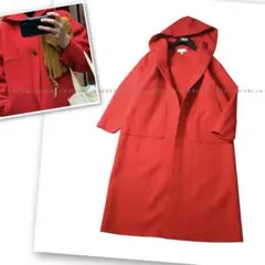 HYKE MELTON HOODED WORK COAT RED 試着程度　新品 HYKE MELTON HOODED WORK COAT RED 試着程度 新品