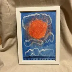 子供(女の子)の絵画 太陽と雲
