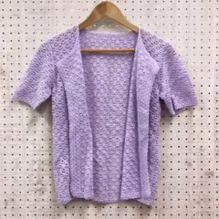 レトロ古着 ガーリー クラシック クロシェレース編み 半袖ボタンレスカーディガン