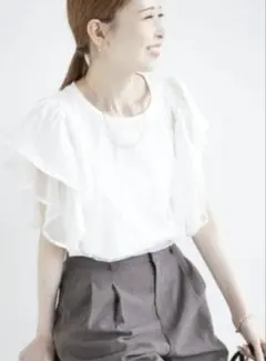 ロペピクニック　チュールフリル　トップス　ホワイト