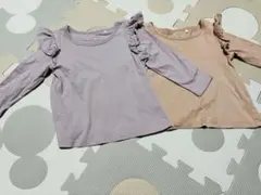 80サイズ！2枚セット！フリル付き長袖カットソー！長袖！女の子 ベビー服