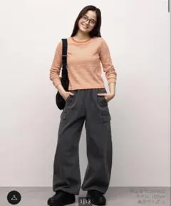 GU TEEN デニムカーゴパンツ ブラックL