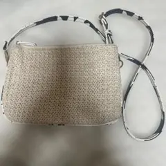ベージュ 編み込みデザイン ショルダーバッグ