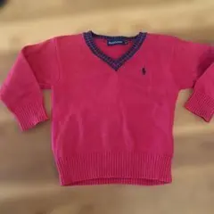 ラルフローレン Ralph Lauren 赤 Vネックセーター 90