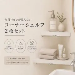 コーナーシェルフ　2枚セット　取付けピンが見えない仕様　壁面収納　無垢材のサムネイル