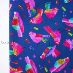 319.お鳥さんロイヤルブルー USAコットン 布生地 シーチング はぎれ布生地