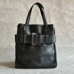 BARNEYS NEWYORK 黒いベルト付きバッグ 白ステッチ
