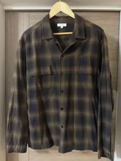 ビューティアンドユース　イエロー×ブラウン　シャツ