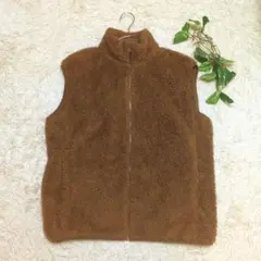 《UNIQLO》ユニクロ ライトボアフリースベスト ブラウン XL ユニセックス