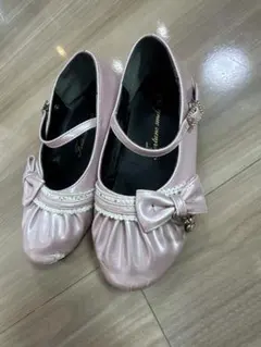 ピンク フォーマルシューズ リボン付き　19cm