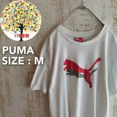 PUMA　プーマ　半袖Ｔシャツ　ビッグロゴ　ホワイト　白色　レッド　赤　Mサイズ