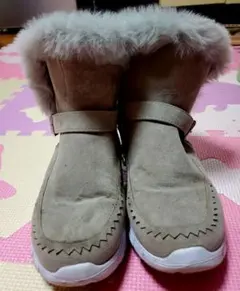 中古‼️ベージュ スエード グレー ファー ムートンブーツ