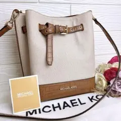 極美品☆MICHAEL KORSマイケルコース ショルダーバッグキャンバスレザー