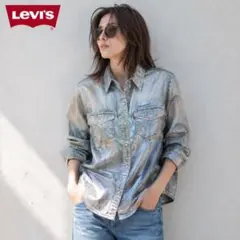 Levi's メタリック ウエスタン デニム シャツ　シルバー長袖Mのサムネイル