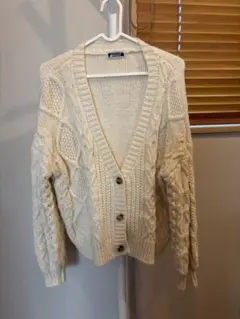 FREEDOM ケーブルニットカーディガン 長袖 アイボリー