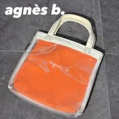 agnès b. アニエスベー トートバッグ メッシュ オレンジ ホワイト
