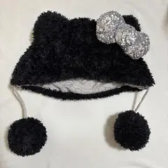 usj ユニバ　キティ　被り物　ファンキャップ　ハローキティ　黒