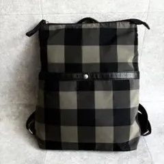 美品　銀座ヨシノヤ リュック　チェック　カーキ