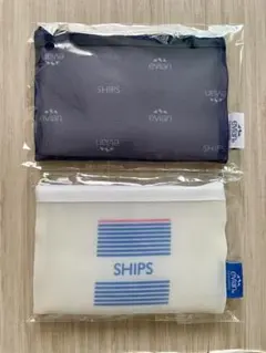 SHIPS evian オリジナルメッシュポーチ　ローソン限定　2種類セット