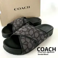 COACH ブラック ロゴ スライドサンダル　シグネチャー　超美品　27cm COACH ブラック ロゴ スライドサンダル シグネチャー 超美品