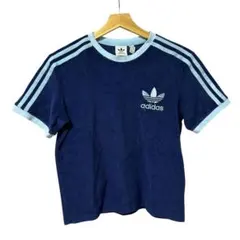 adidas Originals パイル地 Tシャツ ネイビーのサムネイル
