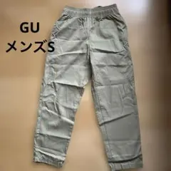 GU メンズ ゆったりイージーパンツ ベージュ チノ風 ワイドパンツゴムウエスト