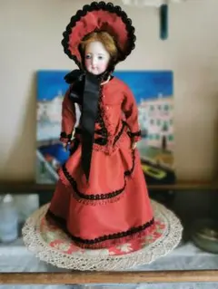 ♡希少　フランスアンティーク　ブドワールドール　ピンク髪のレディ　ソファードール ♡希少 フランスアンティーク ブドワールドール ピンク髪の