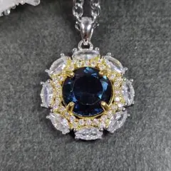 フラワーモチーフ ブルーダイヤ ペンダントトップ Pt950 