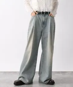 JEANASIS タックデニムワイドパンツ ブルー系