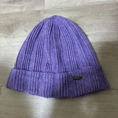 Edgecity 紫色 ニット帽　麻　サマーニット　ハンドメイド