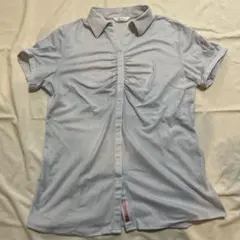 【最終値下げ】Precious ストライプ 半袖シャツ 15号　水色