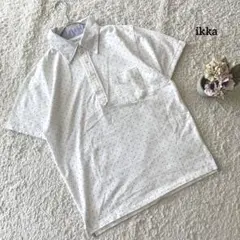 イッカ ikka ホワイト ドット柄 ポロシャツ XL メンズ 綿ポリ