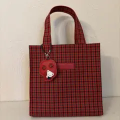 ファミリア　トートバッグ小　赤系チェック