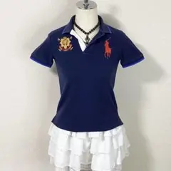 y2k ラルフローレン ビッグポニー ポロシャツ 平成ギャル 平成女児 ネイビー