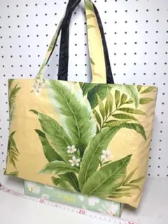 トートバッグ サブ エコ リバーシブル ハワイ バナナリーフ 花 ハンドメイド