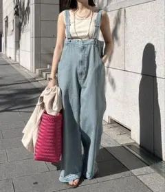【新品】DOUDOU（ドゥドゥ）ライトオンスデニムサロペット　スカイブルーのサムネイル