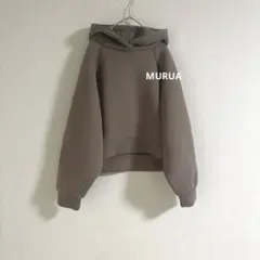 MURUA ボンディング ショート パーカー フーディ フード モカ