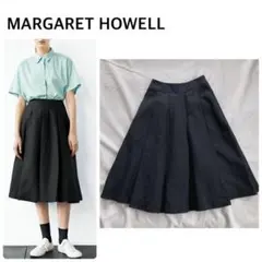美品＊マーガレットハウエル リネン 3プリーツスカート ブラック 黒 日本製