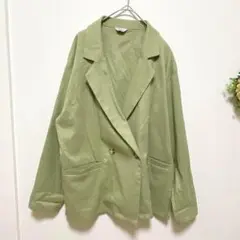 689【リノルーセ】チェックジャケット　M オーバーサイズ　グリーン　ゆるだぼ