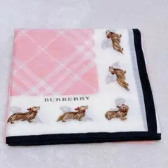신품 미사용 BURBERRY バーバリー ハンカチ ピンク 犬柄