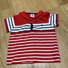 PETIT BATEAU プチバトー セーラー襟 半袖 Tシャツ 18m 80